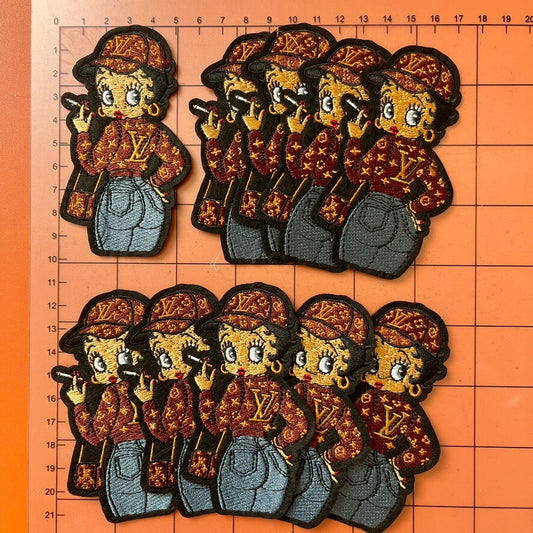 Iron-on Patches- girl in brown*10 pcs