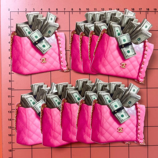 Iron-on Patches- pink money bag*10 pcs