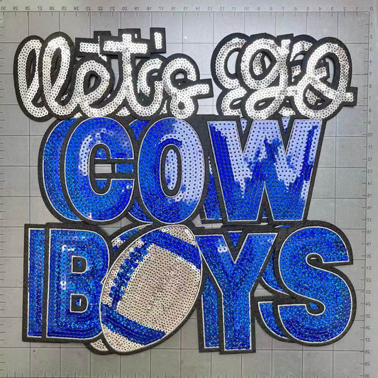 Big 28cm iron-on sequin football team patches- Cowboys*2 pcs