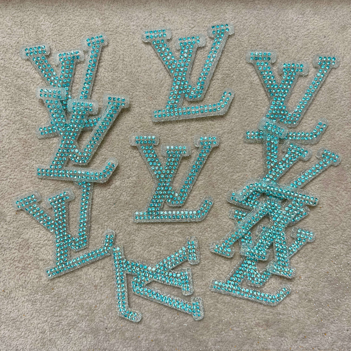 Iron-on Bling Patches-turquoise blue*10 pcs