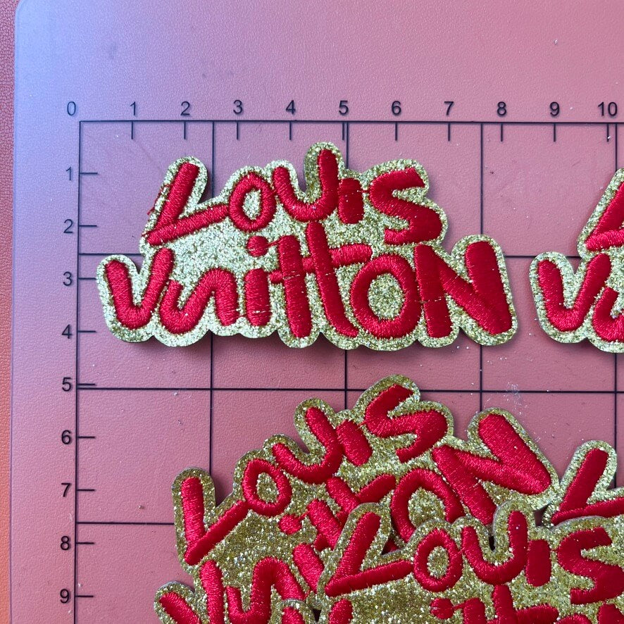 Iron-on Patches- golden & red words*10 pcs