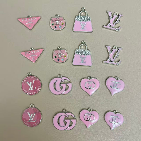 Silver Pink Pendants Charm Collection for Jewelry Making