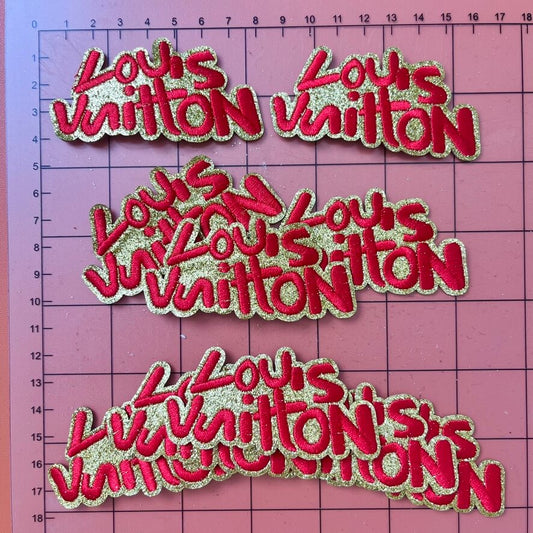 Iron-on Patches- golden & red words*10 pcs