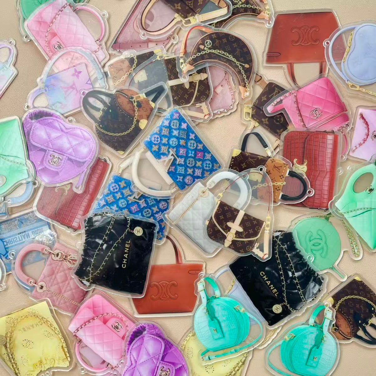 8cm DIY Acrylics - drilled purses for keychain bag charm