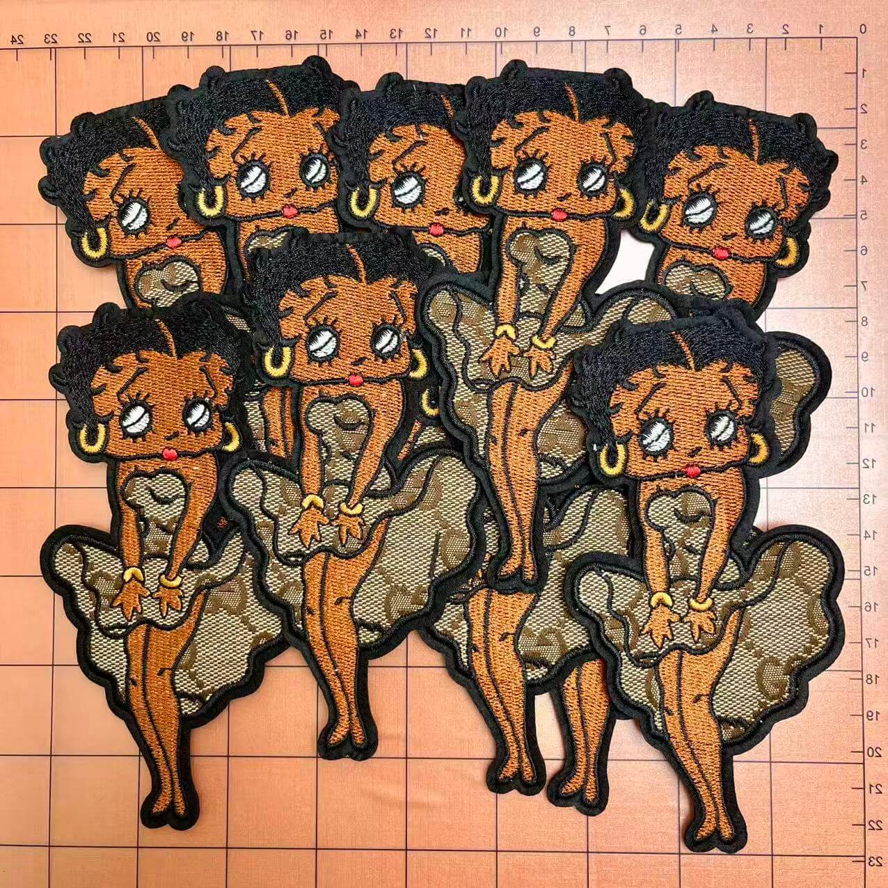 Iron-on Patches- Brown Betty in gg fabric*10 pcs