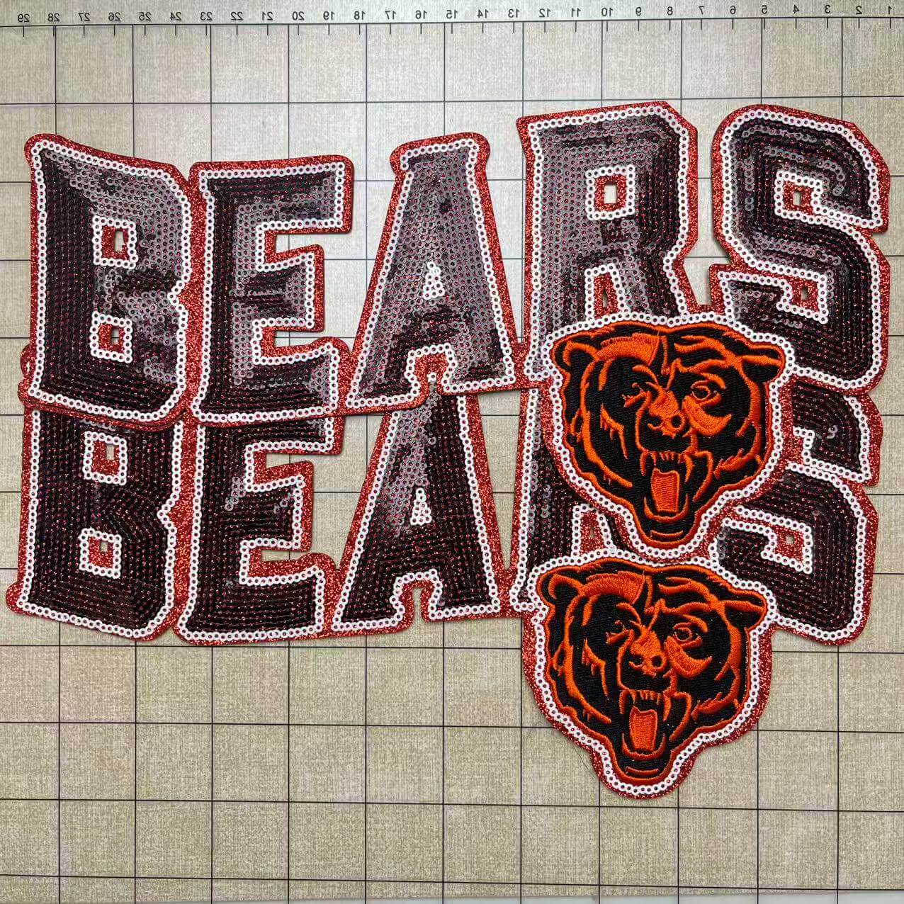 Iron-on patches- 26-28cm sequin patches football team names*2 pcs