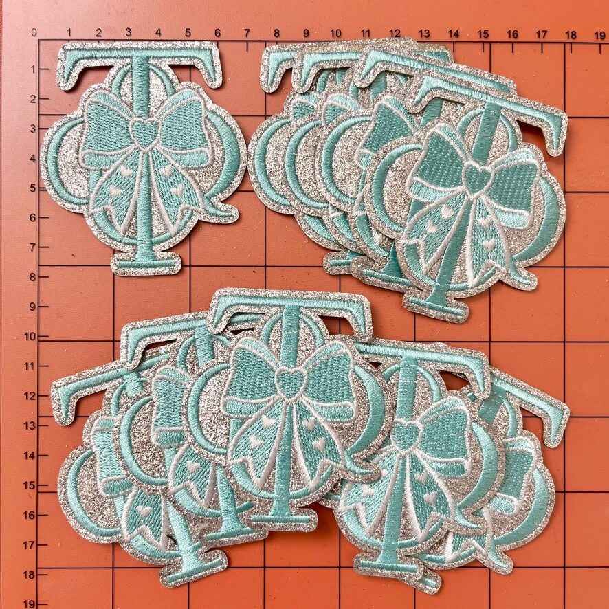 Iron-on Patches- teal with bow*10 pcs