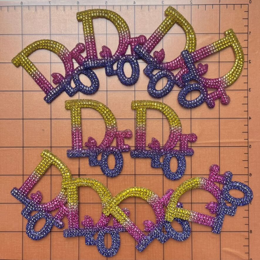Iron-on Bling Patches- rainbow cc/gg/di0r/Lulu*10 pcs