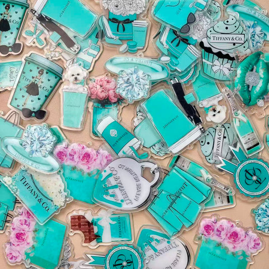 8cm DIY Acrylics - drilled tiff for keychain bag charm