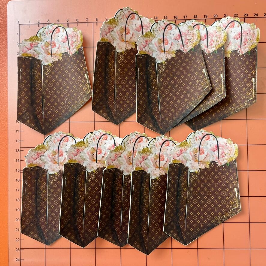 Iron-on Patches- flower in brown bag*10 pcs
