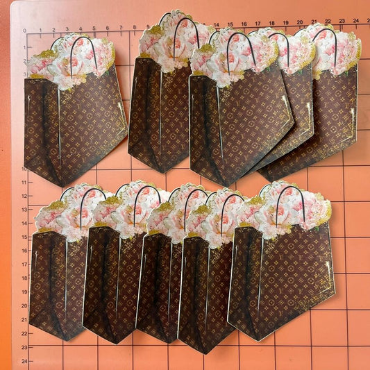 Iron-on Patches- flower in brown bag*10 pcs
