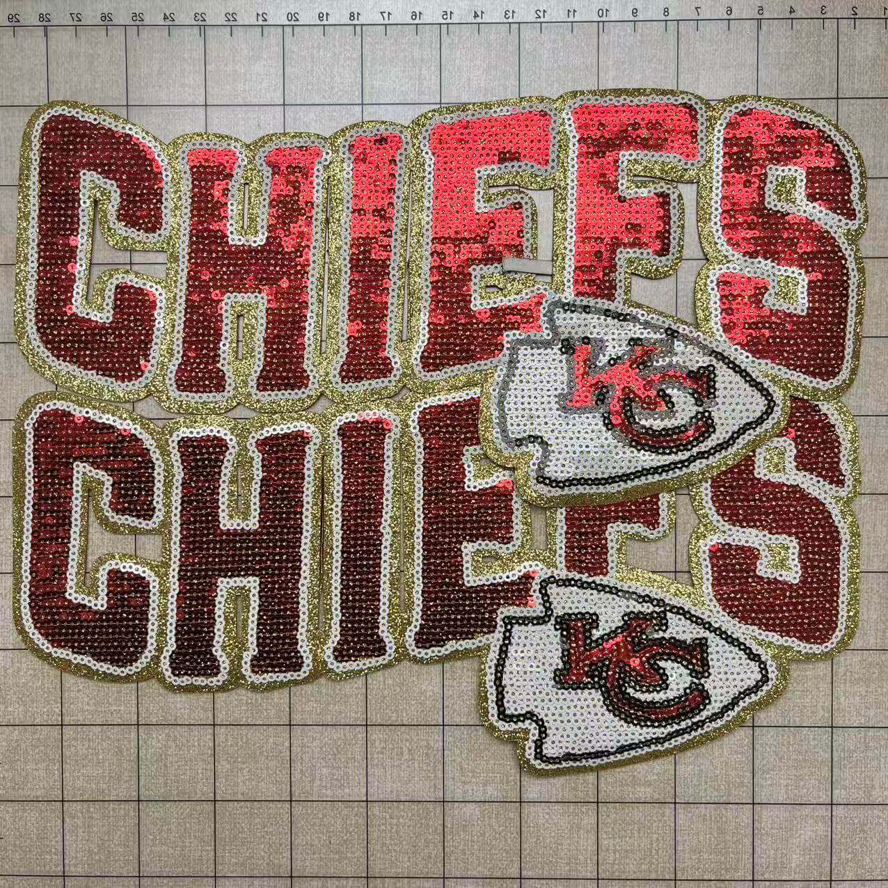 Iron-on patches- 26-28cm sequin patches football team names*2 pcs