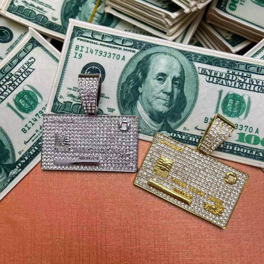 Bling Metal Pendant- credit card*2 pcs(sliver & golden)