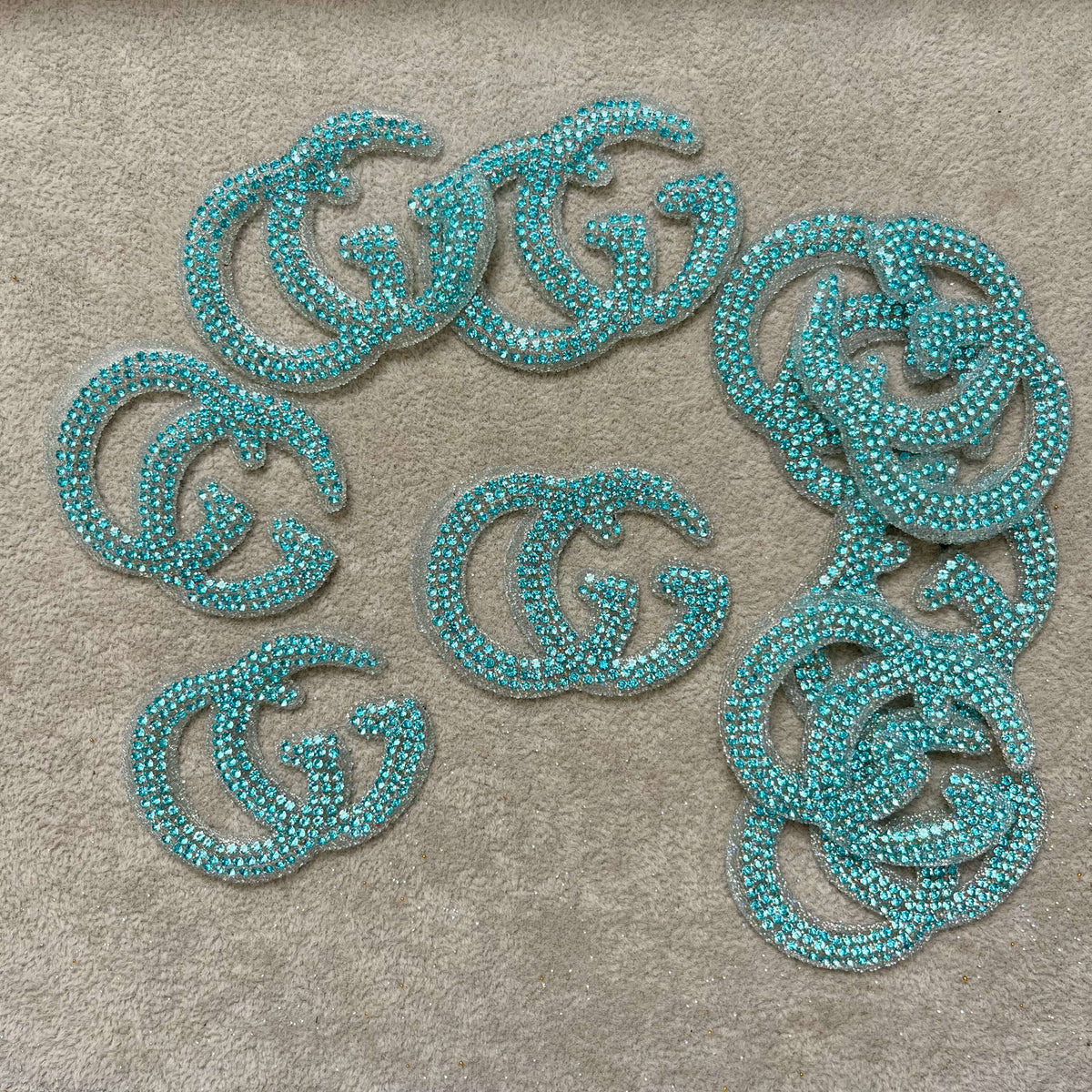Iron-on Bling Patches-turquoise blue*10 pcs
