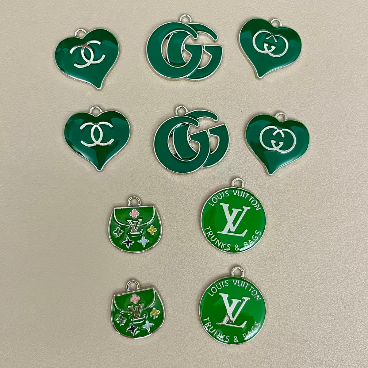 Silver Emerald Pendants Charm Collection for Jewelry Making