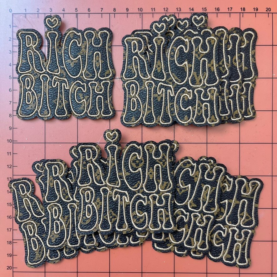 Iron-on Patches- rich b*tch with brown leather*10 pcs
