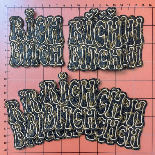 Iron-on Patches- rich b*tch with brown leather*10 pcs