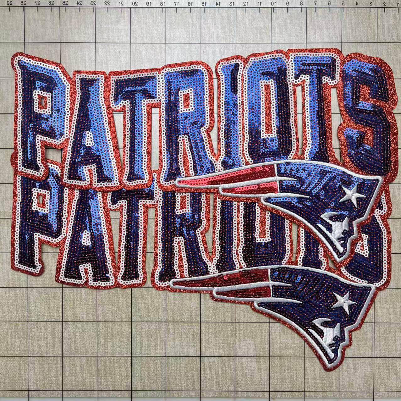 Iron-on patches- 26-28cm sequin patches football team names*2 pcs