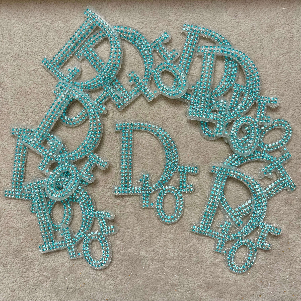 Iron-on Bling Patches-turquoise blue*10 pcs