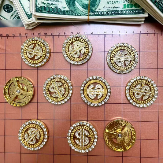 Bling Metal Charm- 45mm spinning $$ coin*3 pcs