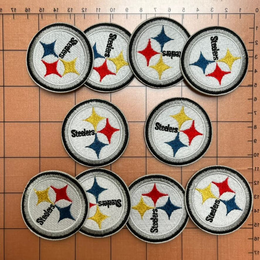 Iron-on patches- football team badge 4.9cm Steelers*10 pcs