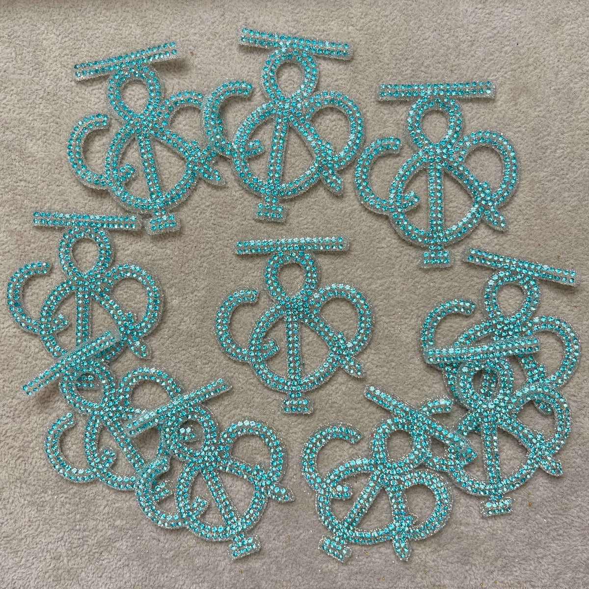 Iron-on Bling Patches-turquoise blue*10 pcs