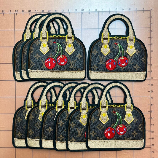 Iron-on patches-lulu hand bag with cherry*10 pcs