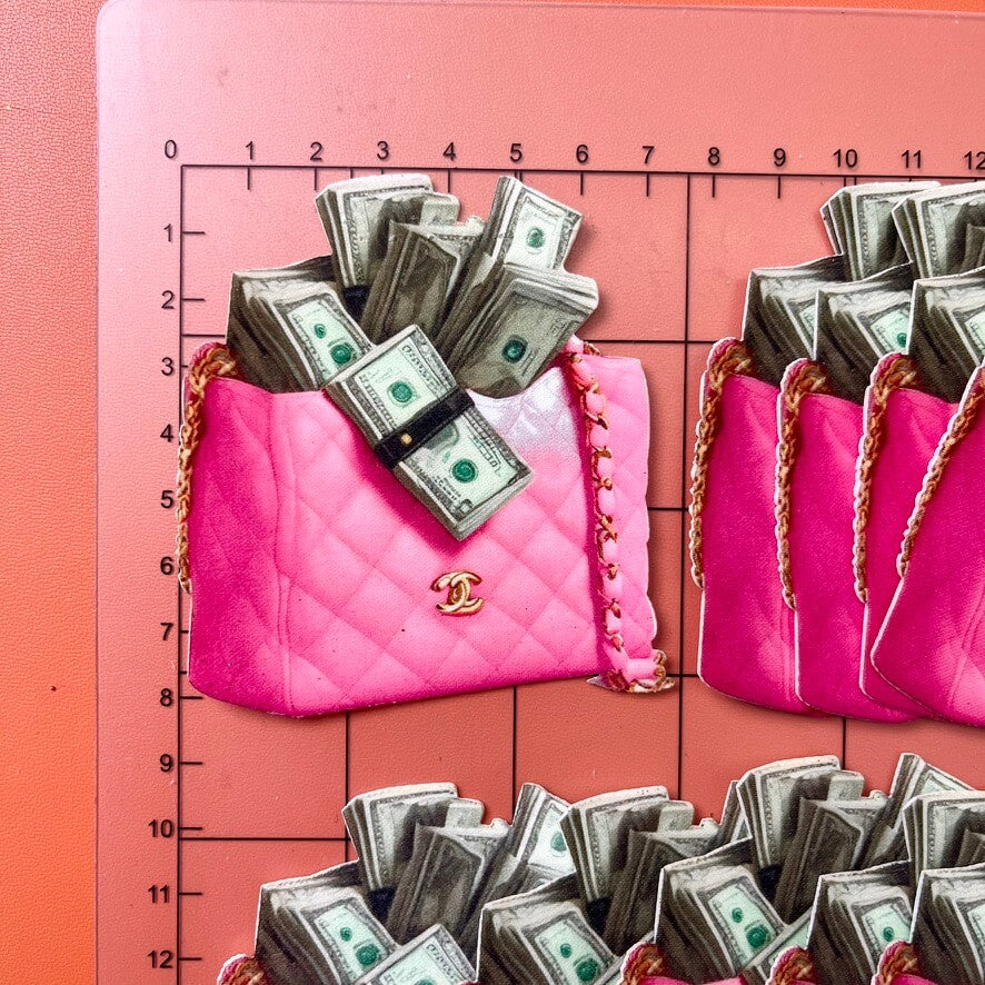 Iron-on Patches- pink money bag*10 pcs