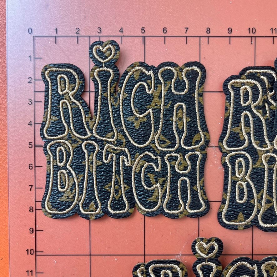 Iron-on Patches- rich b*tch with brown leather*10 pcs