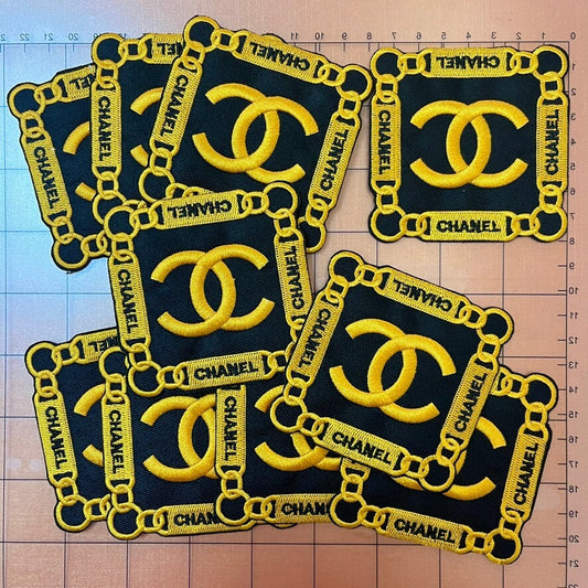 Iron-on Patches- 8cm chain-tangled cc square label*10 pcs