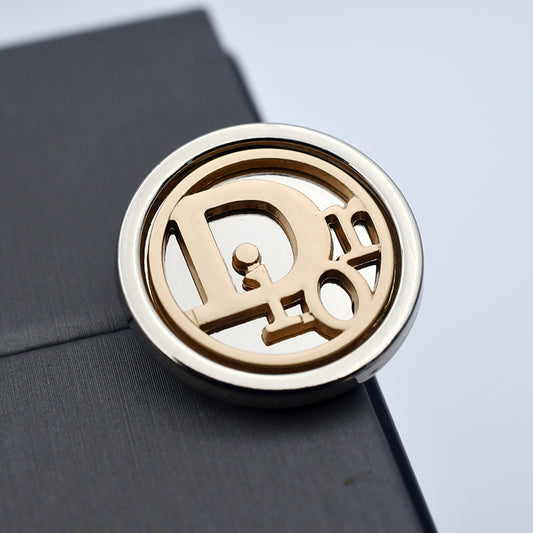 DIY Decorative Buttons – Sewing Golden D on Silver – 9 Pcs – 18/23/25/30mm