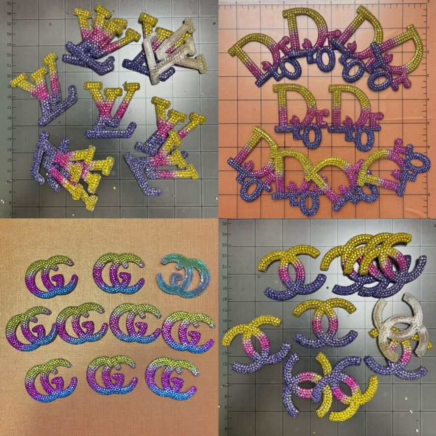 Iron-on Bling Patches- rainbow cc/gg/di0r/Lulu*10 pcs