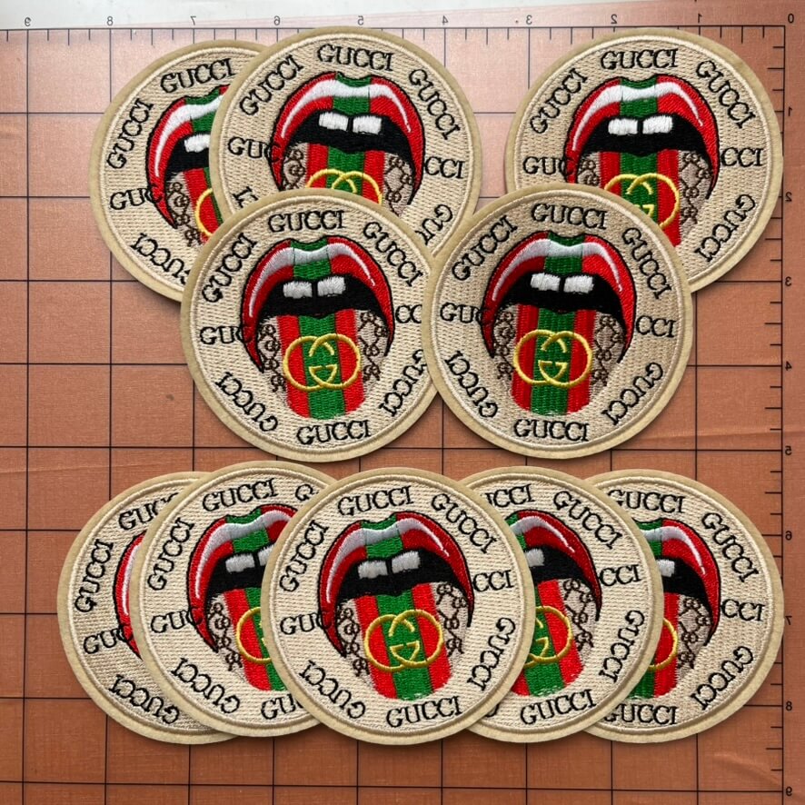Iron-on Patches- 8cm round patches gg tongue*10 pcs
