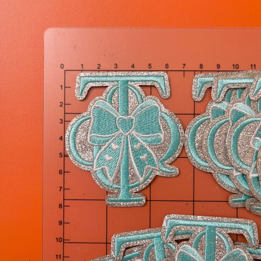 Iron-on Patches- teal with bow*10 pcs