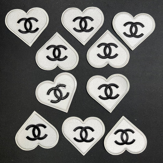Iron-on Patches-white cic heart*10 pcs