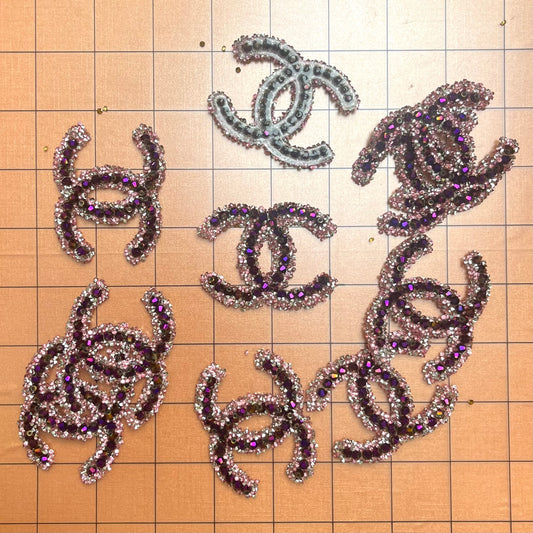 Iron-on Bling Patches- purple cc*10 pcs