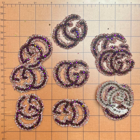 Iron-on Bling Patches- purple gg*10 pcs
