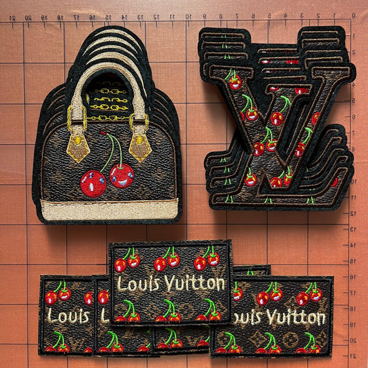 Iron-on Patches- Lulu leather with cherry combo*15 pcs