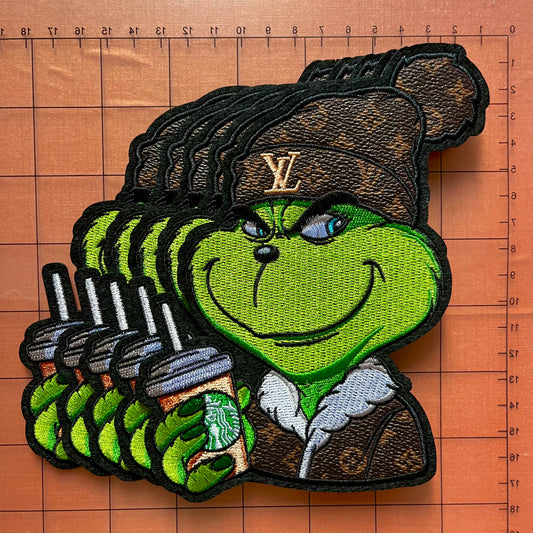 🎄Xmas Iron-on Patches-17cm G‘s grabbing coffee in Lulu beanie*5/10 pcs