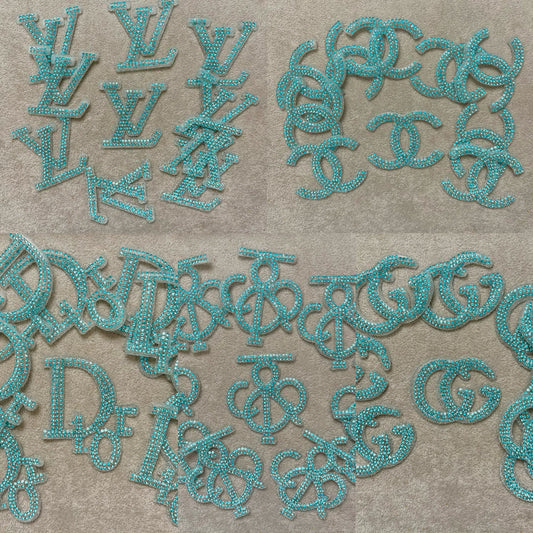 Iron-on Bling Patches-turquoise blue*10 pcs