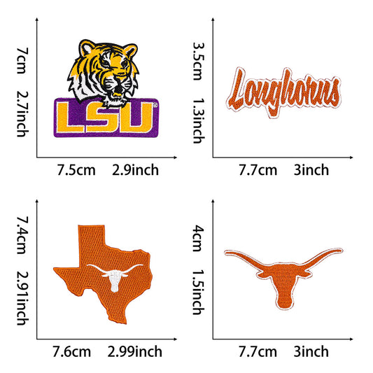 Iron-on patches- football team badge LSU Longhorns bundle*20 pcs（5 of each）