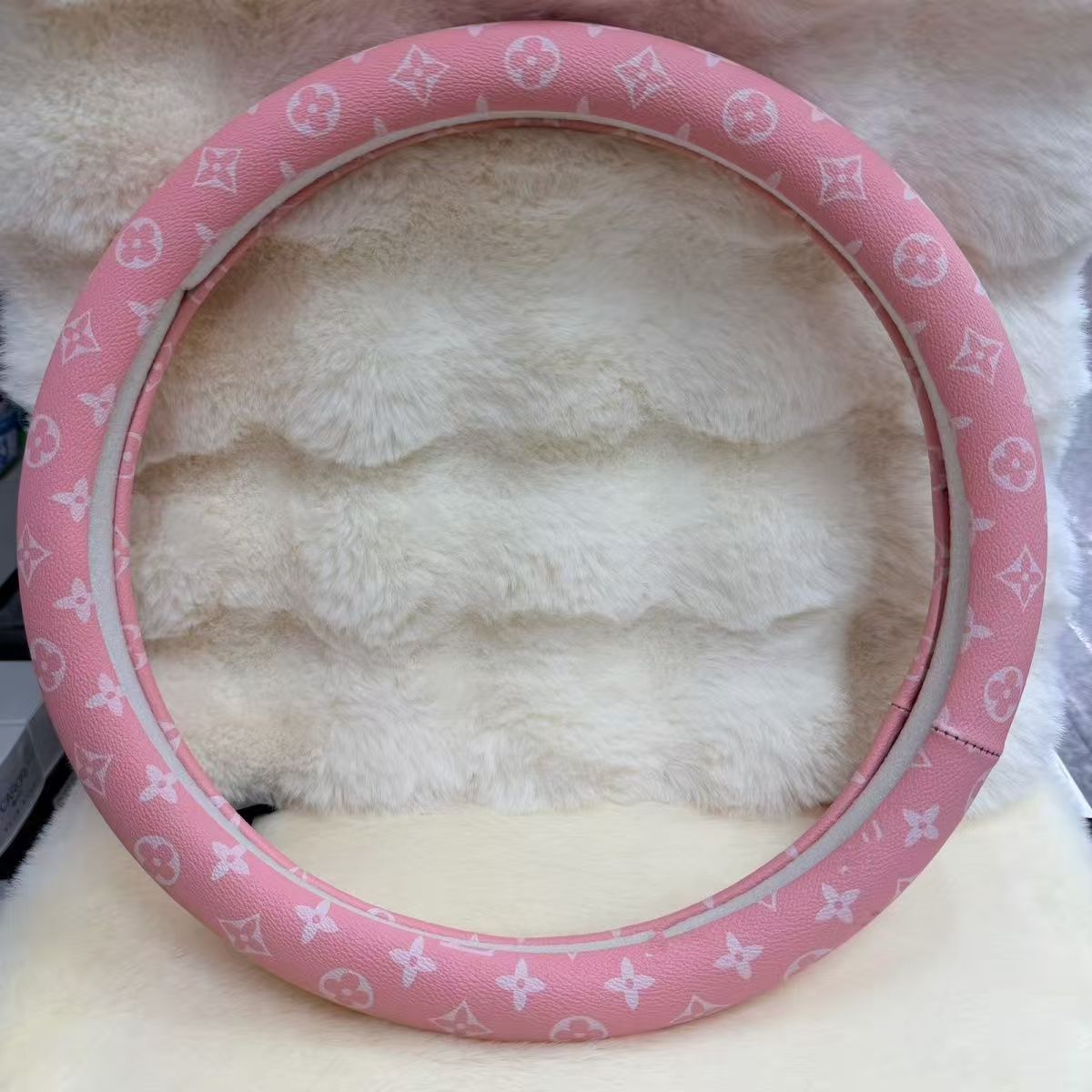 Universal Leather Steering Wheel Cover for 37-38cm Car Wheels, Anti-Slip Protective Grip