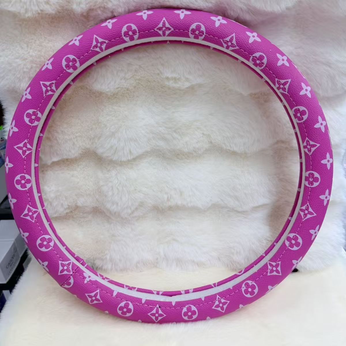 Universal Leather Steering Wheel Cover for 37-38cm Car Wheels, Anti-Slip Protective Grip