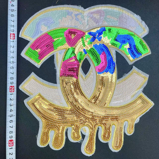 Big Iron-on Patches- golden cc drip*2