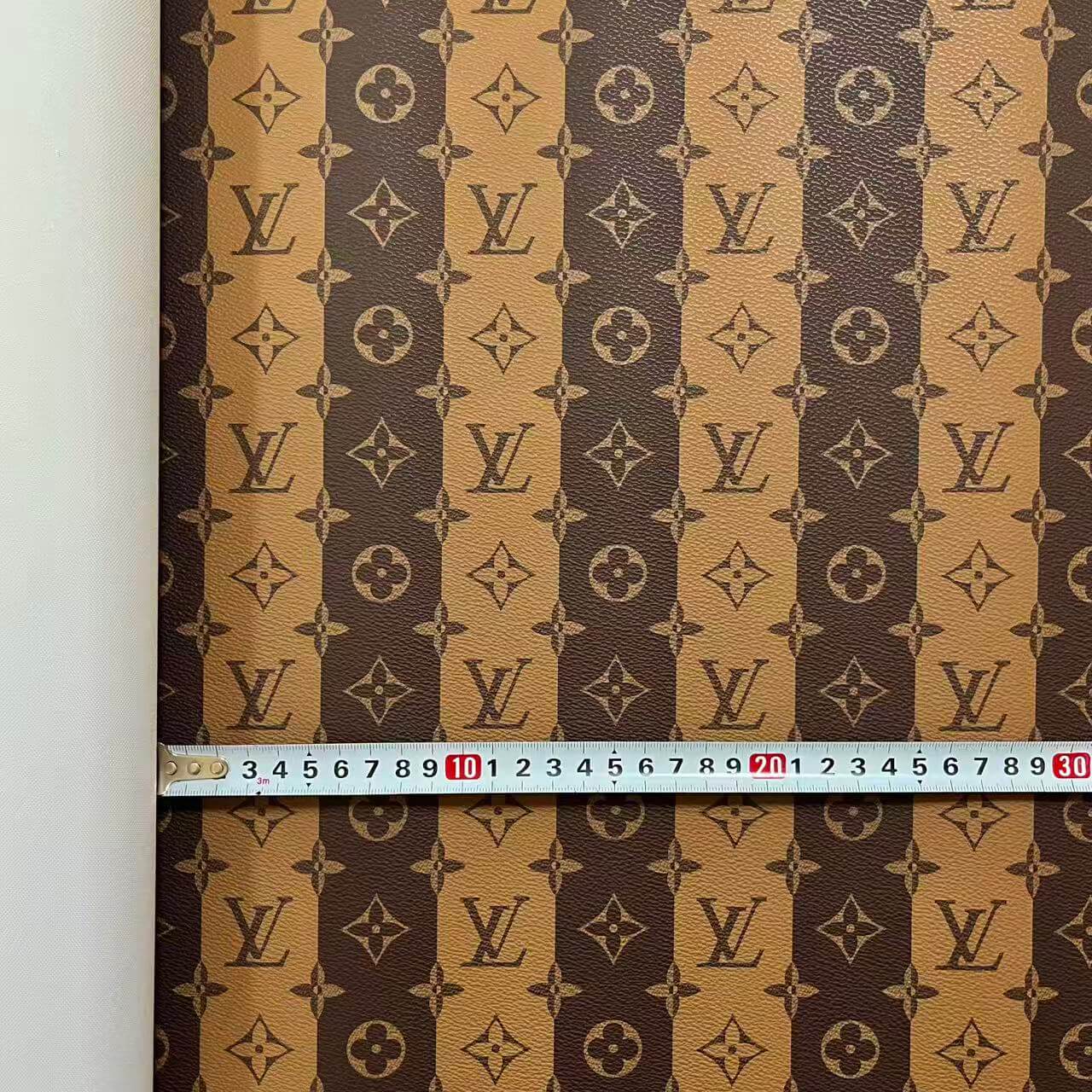 DIY fabric-L faux leather brown &light brown stripe 40*50cm (Approx. 16" × 20")