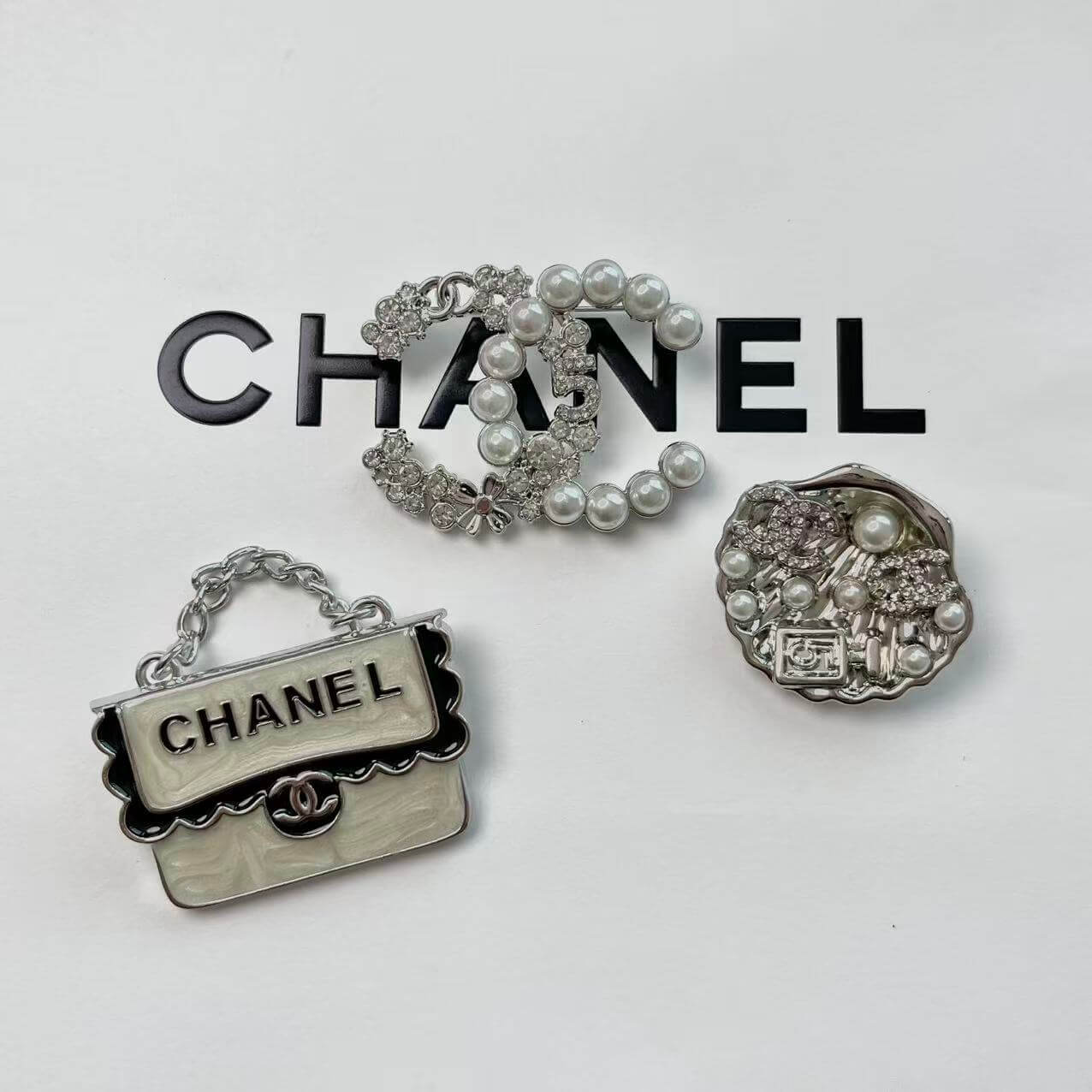 Cocoa Crush Silver Purse&Seashell Alloy Brooch Pin Set*3 pcs