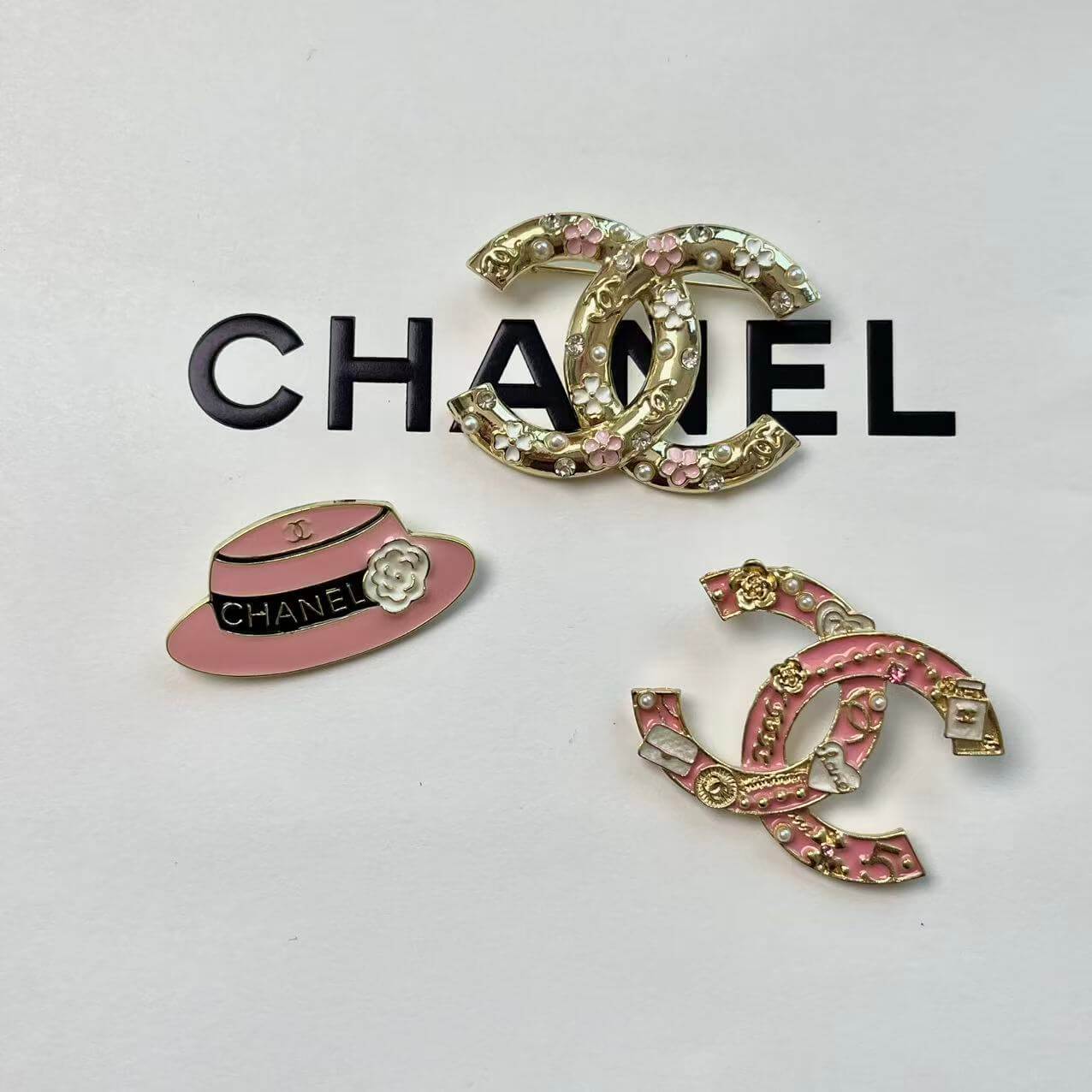 Cocoa Crush Golden Pink Alloy Brooch Pin Set*3 pcs