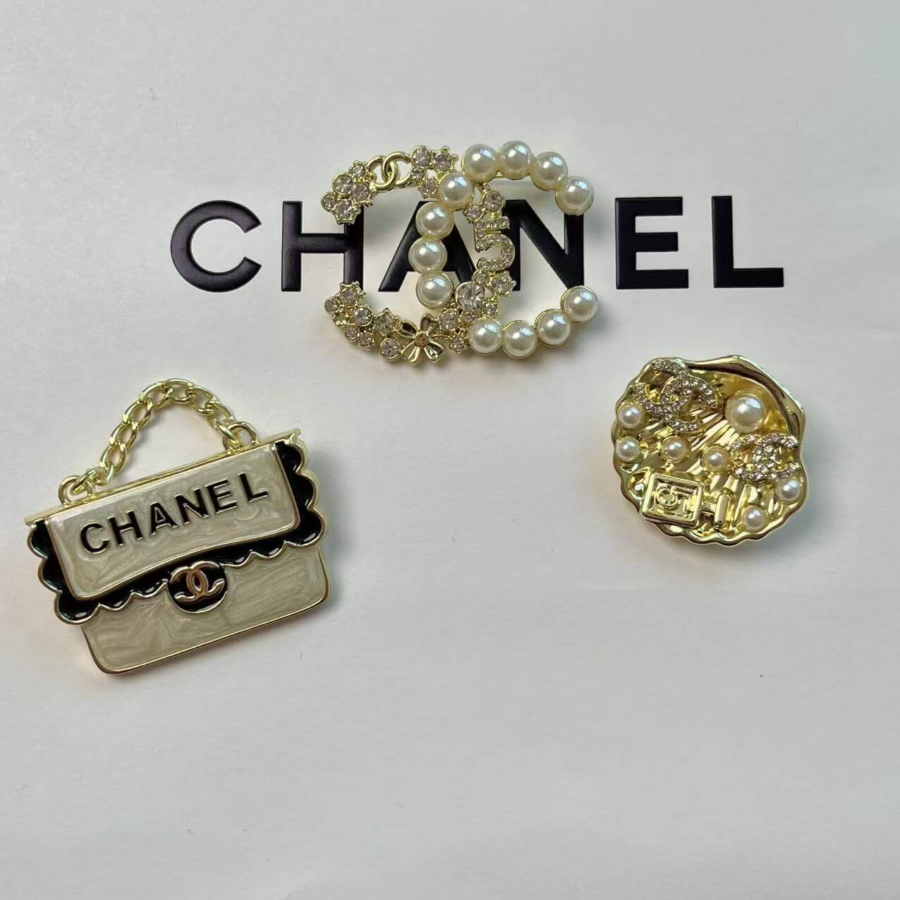 Cocoa Crush Golden Purse&Seashell Alloy Brooch Pin Set*3 pcs