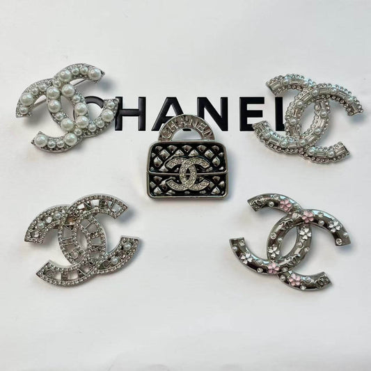 Cocoa Crush Silver Purse Alloy Brooch Pin Set*5 pcs