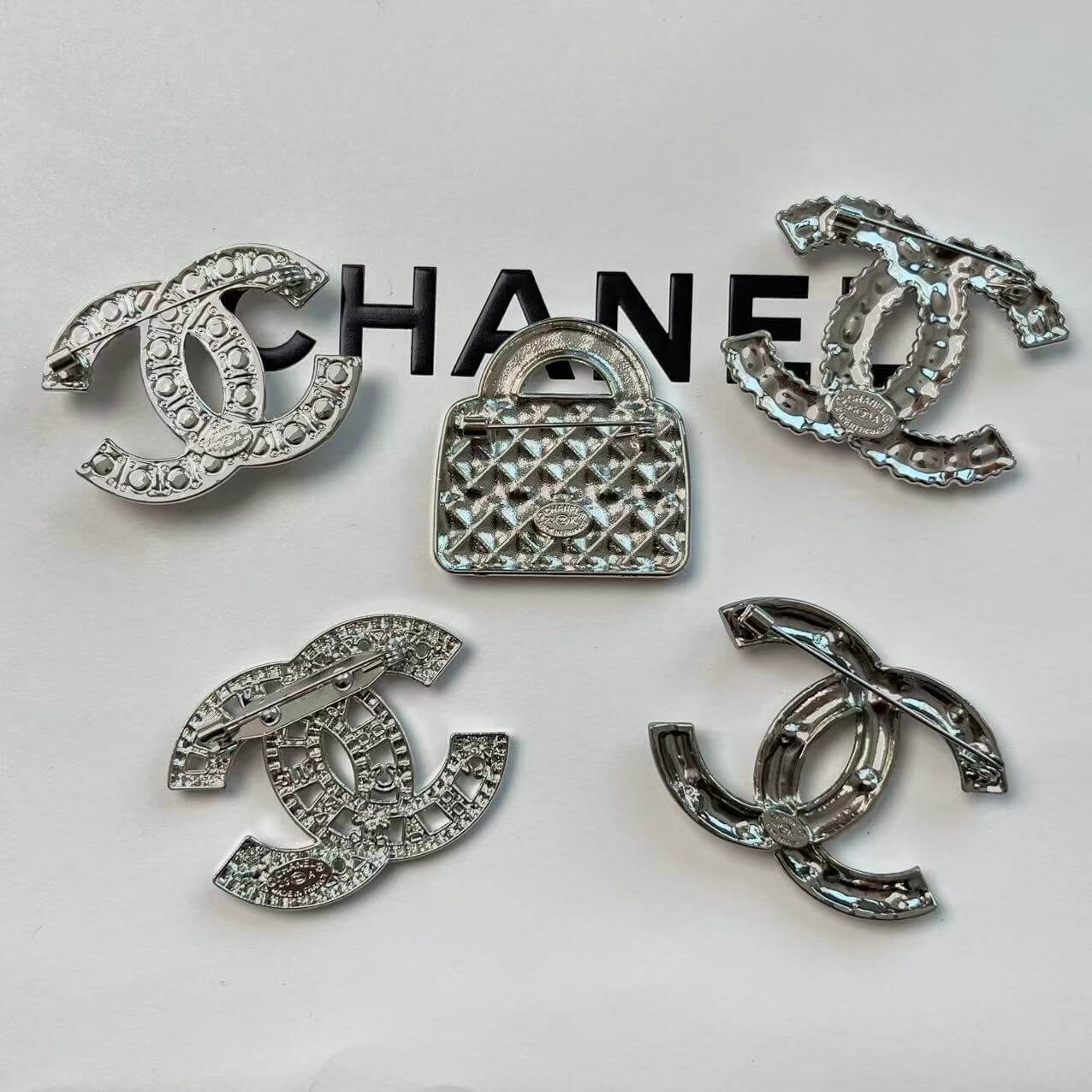 Cocoa Crush Silver Purse Alloy Brooch Pin Set*5 pcs